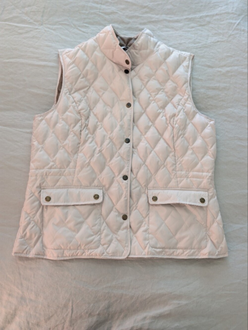 Eddie Bauer Vintage Premium Goose Down Quilted Vest Cream Tan Women's XL